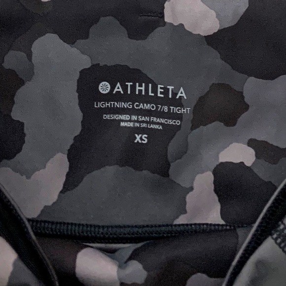 Athleta Lightning Camo 7/8 High Rise Tights Leggings Black/Green - Picture 6 of 8